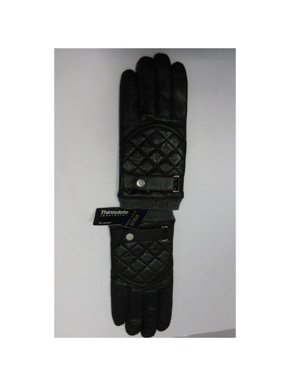 Polo Ralph Lauren Gloves XL Quilted Racing Leather Virgin Wool Lined